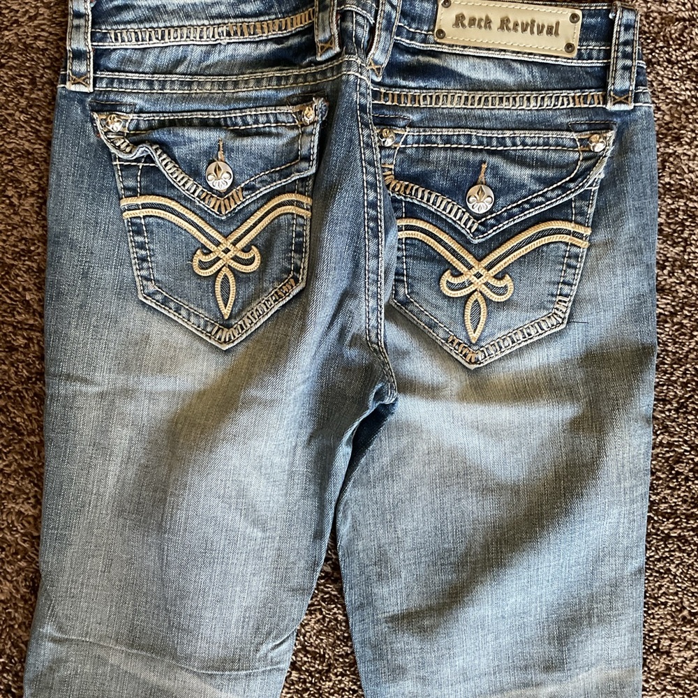 Preowned women’s Rock Revival Elaina Bootcut denim jeans sz 30 medium blue - Picture 4 of 10